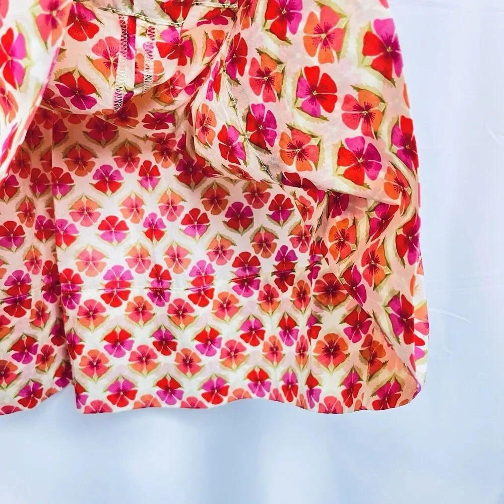 J.Crew Floral A-Line Skirt Women’s Size 4 Pink Orange Cotton Midi Retro